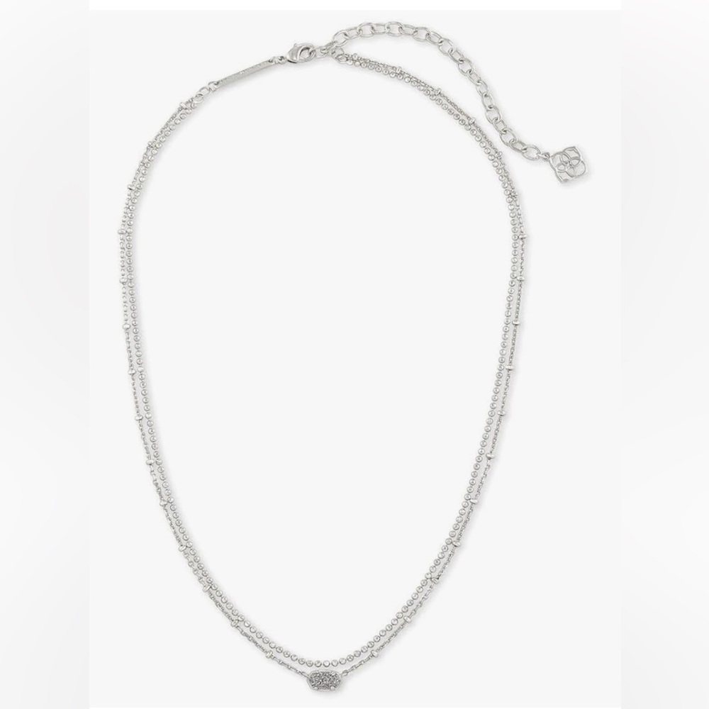 Kendra Scott Emilie Multi Strand Rhodium Platinum Druzy Necklace